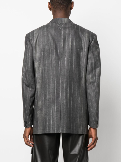 Versace Pastel Pinstripe Wool Blazer In Grey
