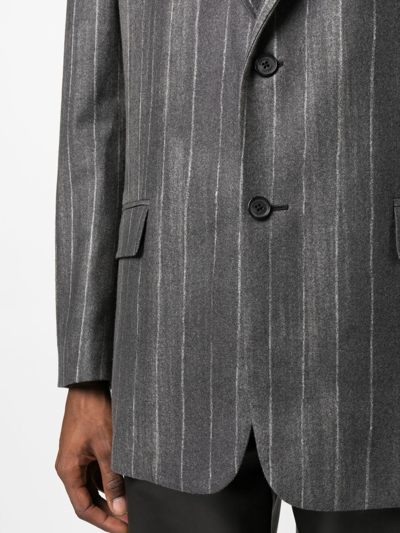 Shop Versace Pinstripe Single-breasted Blazer In Grey