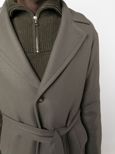 Shop Hevo Ostunic Belted Wool Coat In Green