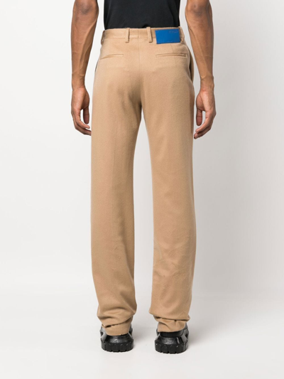 Shop Off-white Slim-cut Tailored Cashmere Trousers In Brown