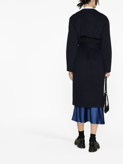 Shop Theory Belted Wrap Trench Coat In Blue
