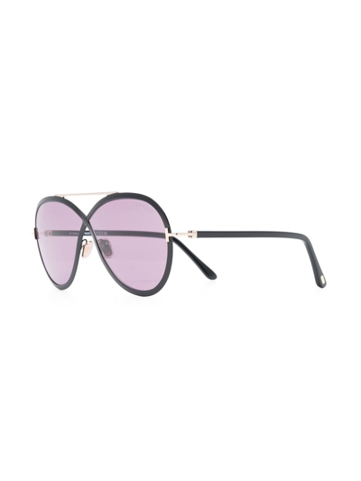 Shop Tom Ford Top-bar Sunglasses In Black