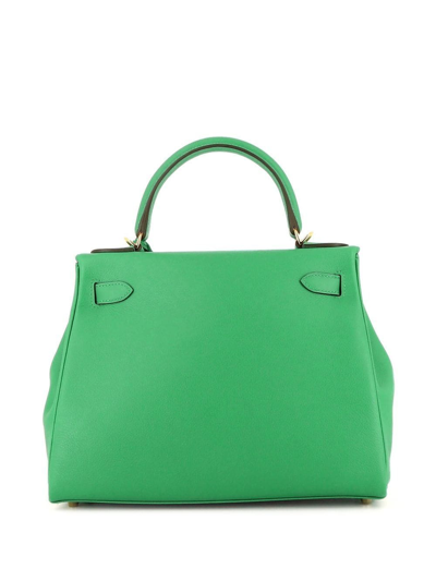 Pre-owned Hermes 2022  Kelly 28 Two-way Handbag In Green