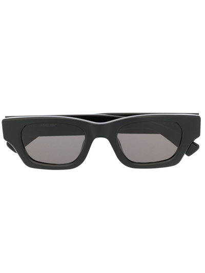 Shop Ambush Ray Rectangle-frame Tinted Sunglasses In Black Dark Grey