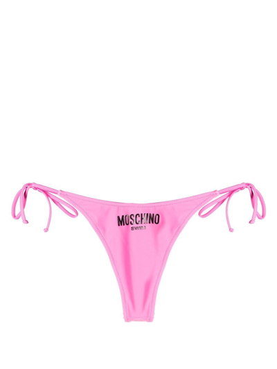 Shop Moschino Logo-print Bikini Bottoms In Pink