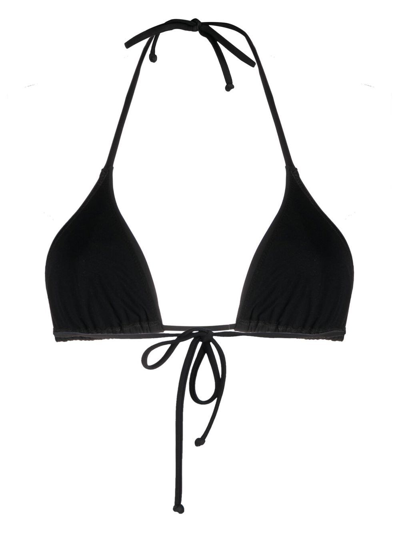 Shop Moschino Double Question Mark Logo Bikini Top In Black