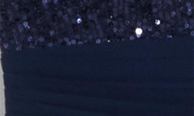 Love By Design Daphne Sequin Top V-plunge Maxi Dress In Navy Blazer