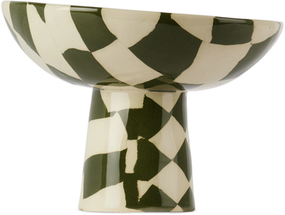 Shop Henry Holland Studio Green & White Check Chalice Bowl In Green/white