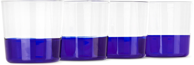 Shop Ichendorf Milano Blue Light Water Glass Set, 4 Pcs In Blue Bottom/clear