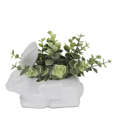 Shop Flora Bunda Eucalyptus In Ceramic Bunny In White