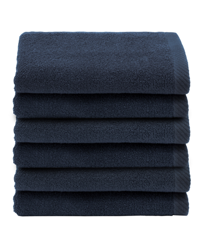 Linum Home Ediree Turkish Cotton 6 Piece Fingertip Towels Set In Marine