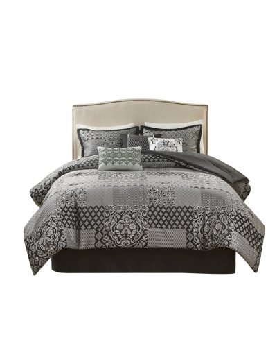 Shop Madison Park Cassian Jacquard 7 Piece Comforter Set, King Bedding In Black