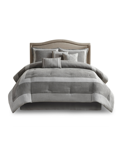 Shop Madison Park Dax 7 Piece Comforter Set, Queen Bedding In Gray