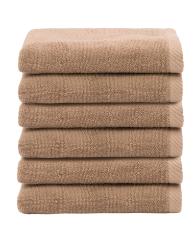 Linum Home Textiles Ediree 6 Piece Turkish Cotton Fingertip Towels Set Bedding In Cocoa