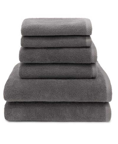 Linum Home Ediree Turkish Cotton 6 Piece Bath Towel Set In Charcoal