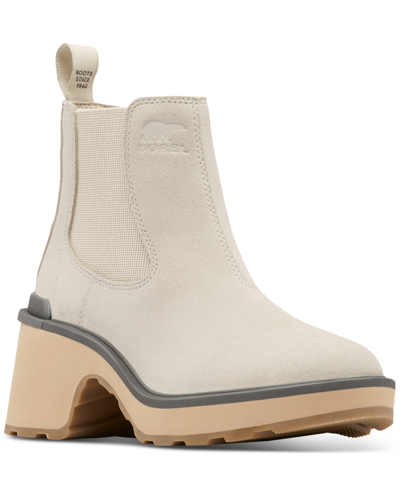 Shop Sorel Hi-line Heel Chelsea Booties Women's Shoes In Chalk/ceramic