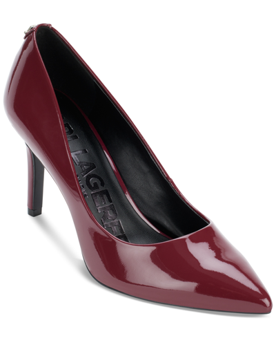 Shop Karl Lagerfeld Women's Royale Pointed-toe Patent Dress Pumps In Port
