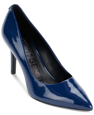 Shop Karl Lagerfeld Women's Royale Pointed-toe Patent Dress Pumps In Midnight