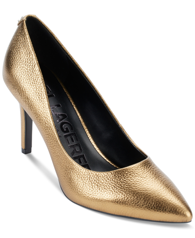 Shop Karl Lagerfeld Women's Royale Pointed-toe Pumps Women's Shoes In Gold
