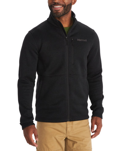 Shop Marmot Men's Drop Line Full Zip Sweater Fleece Jacket In Black