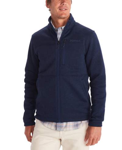 Shop Marmot Men's Drop Line Full Zip Sweater Fleece Jacket In Arctic Navy