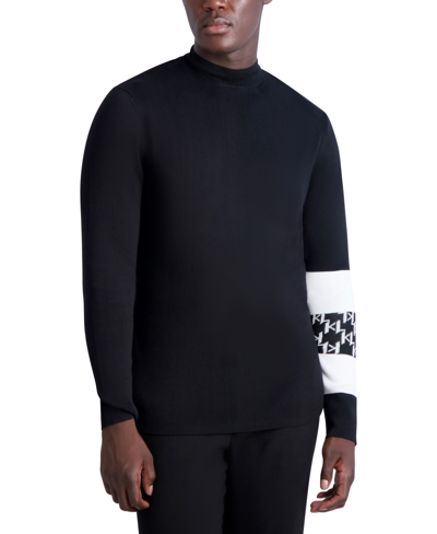 Shop Karl Lagerfeld Men's Long Sleeve Mock Neck Sweater In Black/white