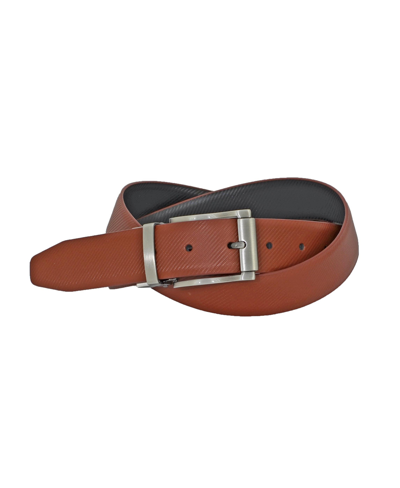 Shop Duchamp London Men's Leather Reversible Dress Belt In Cognac/black