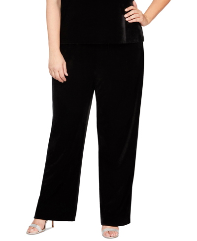 Shop Alex Evenings Plus Size High-rise Pull-on Velvet Pants In Black