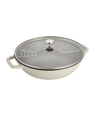 Shop Staub Enameled Cast Iron 4.5-qt. Perfect Pan With Lid In White Truffle
