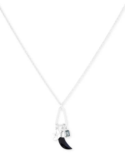 Shop Lucky Brand Gold-tone Crystal Tusk Charm Necklace, 16-1/2" + 2" Extender In Silver