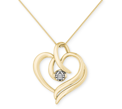 Shop Sirena Diamond Open Heart 18" Pendant Necklace (1/8 Ct. T.w.) In 14k White Or Yellow Gold