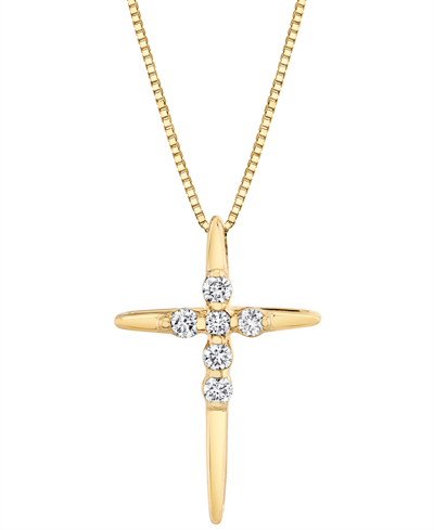 Sirena Diamond Cross 18" Pendant Necklace (1/8 Ct. T.w.) In 14k White Or Yellow Gold In Yellow Gold