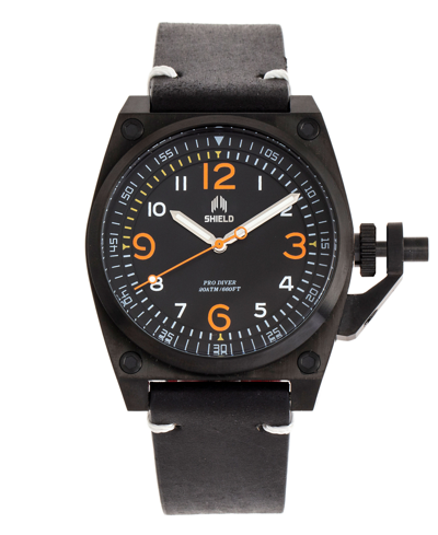 Shop Shield Pascal Black Or Camel Or Brown Or Light Brown Leather Band Watch, 42 Or 52mm