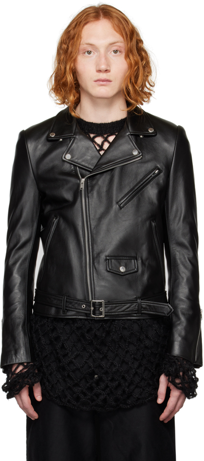 Shop Johnlawrencesullivan Black Biker Leather Jacket