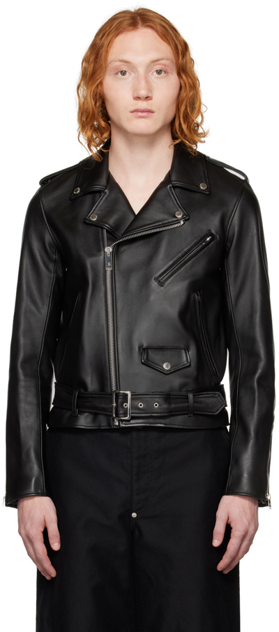 Shop Johnlawrencesullivan Black Biker Leather Jacket