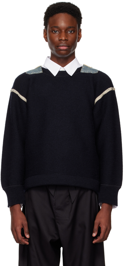 Shop Maison Margiela Navy Reversed Sweater In 511 Navy
