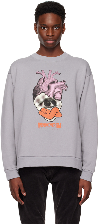Shop Undercoverism Gray Heart Sweatshirt