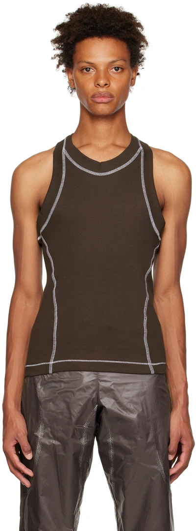 Shop Saul Nash Brown Overlock Stitch Tank Top