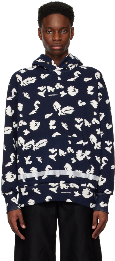 Shop Undercover Navy & White Graphic Hoodie In Navy Base