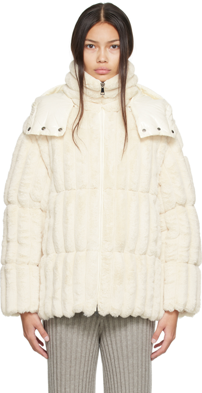 Shop Moncler White Fare Faux-fur Down Jacket In 034 White