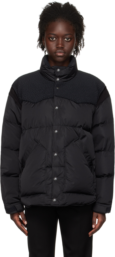Shop Undercover Black Paneled Faux-fur Down Jacket