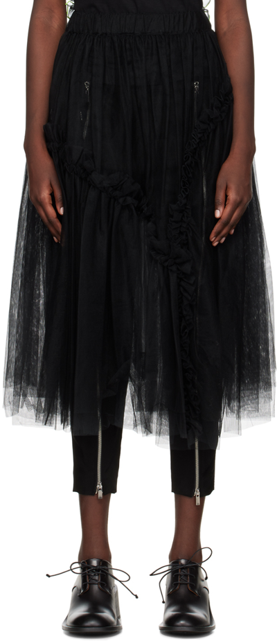 Shop Noir Kei Ninomiya Black Ruffled Midi Skirt In 1 Black