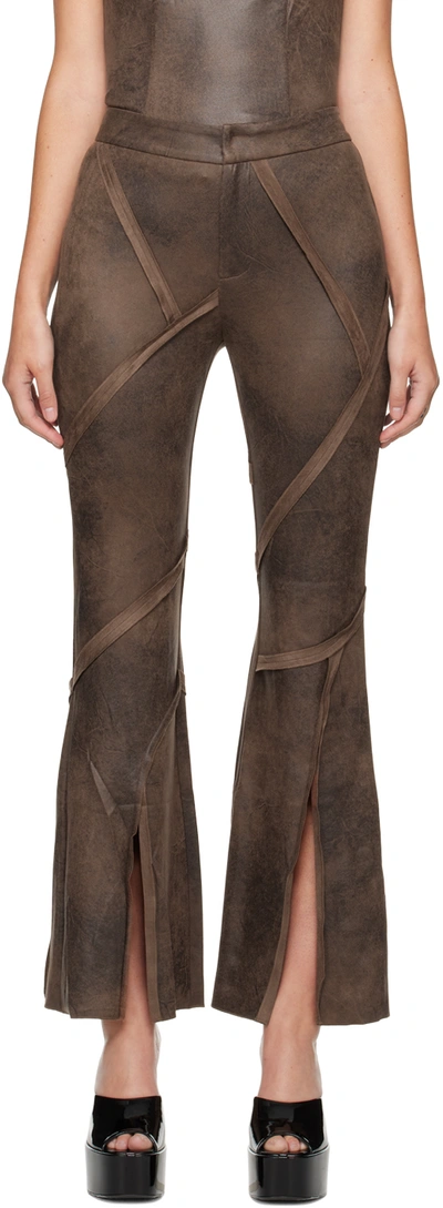 Shop Kim Shui Ssense Exclusive Brown Seam Trousers