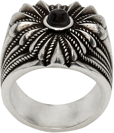 Shop Gucci Silver Interlocking G Heart Ring In 8163 0728/black