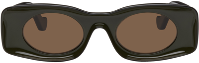 Shop Loewe Black & Khaki Paula's Ibiza Original Sunglasses In Shiny Black / Brown
