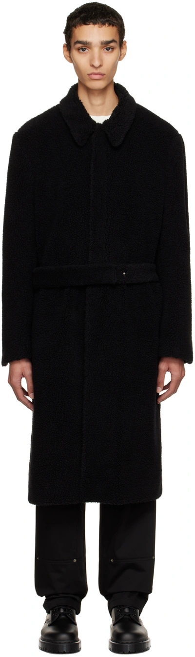 Shop 424 Black Faux-shearling Coat In 99 Black
