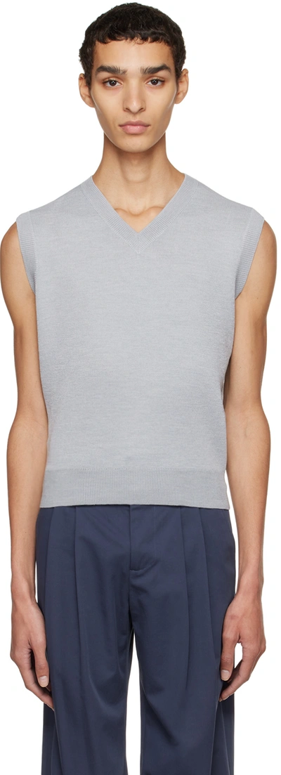 Shop Maryam Nassir Zadeh Gray V-neck Sweater Vest In 1159 Feather