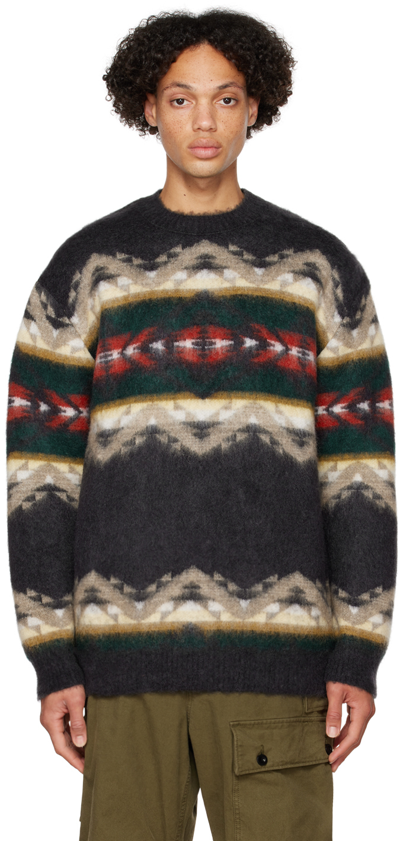 Shop Junya Watanabe Gray Jacquard Sweater In 1 Chrcl Gry/beige