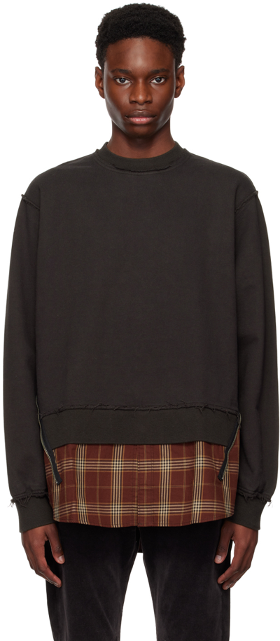 Shop Undercoverism Black Distressed Sweatshirt In Charcoal