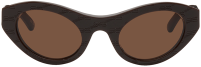 Shop Balenciaga Brown Monogram Sunglasses In Brown-brown-brown